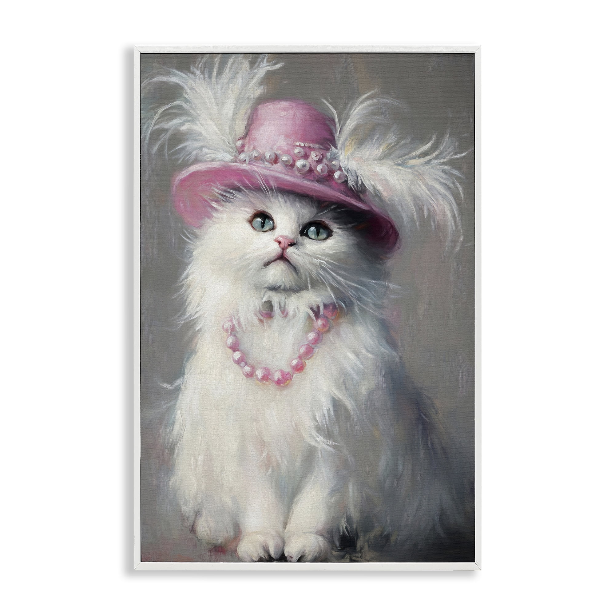 Stupell Industries Beautiful Brigitte Cat White Framed Giclee Art, design by Tina LeCour