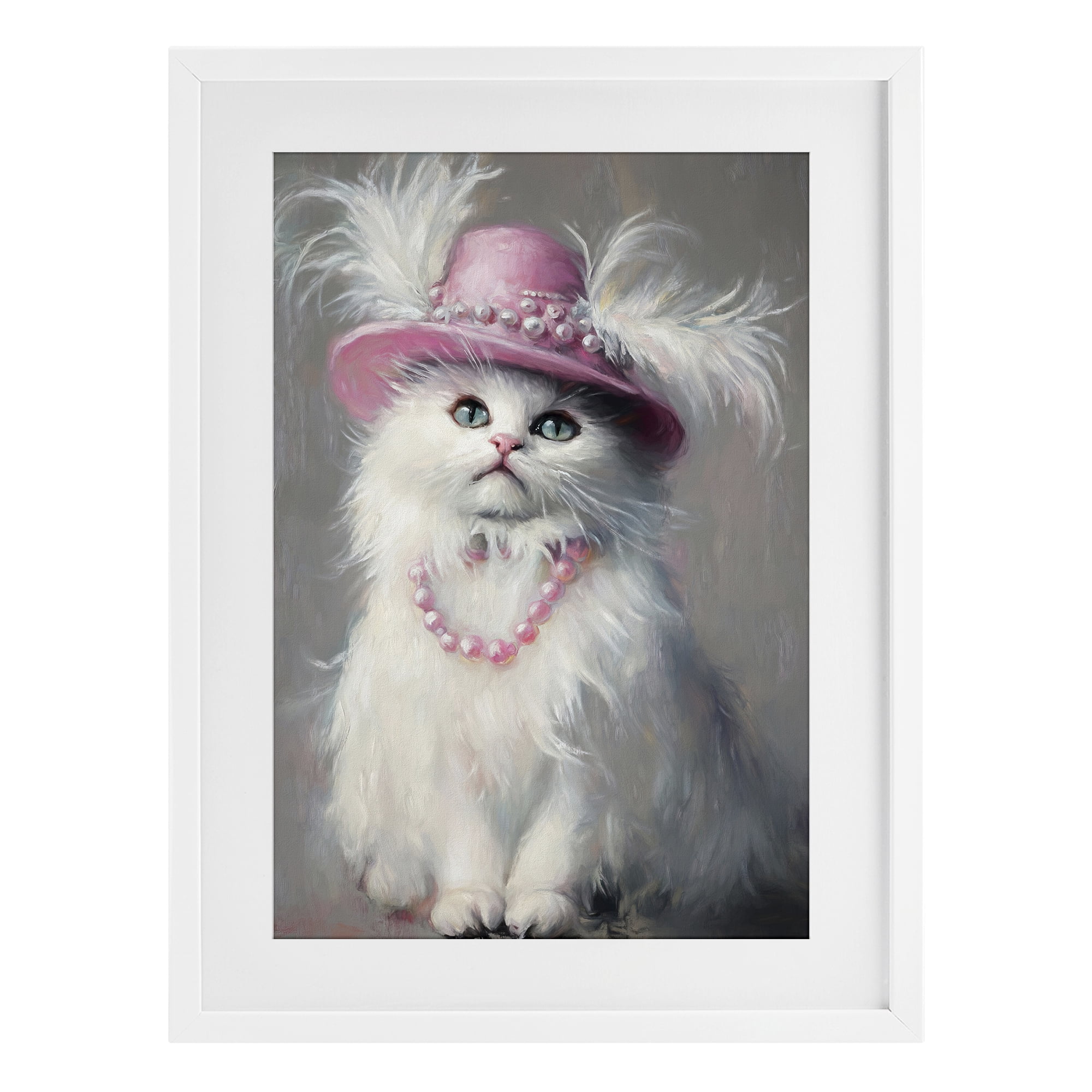 Stupell Industries Beautiful Brigitte Cat White Framed Print Under Glass, design by Tina LeCour