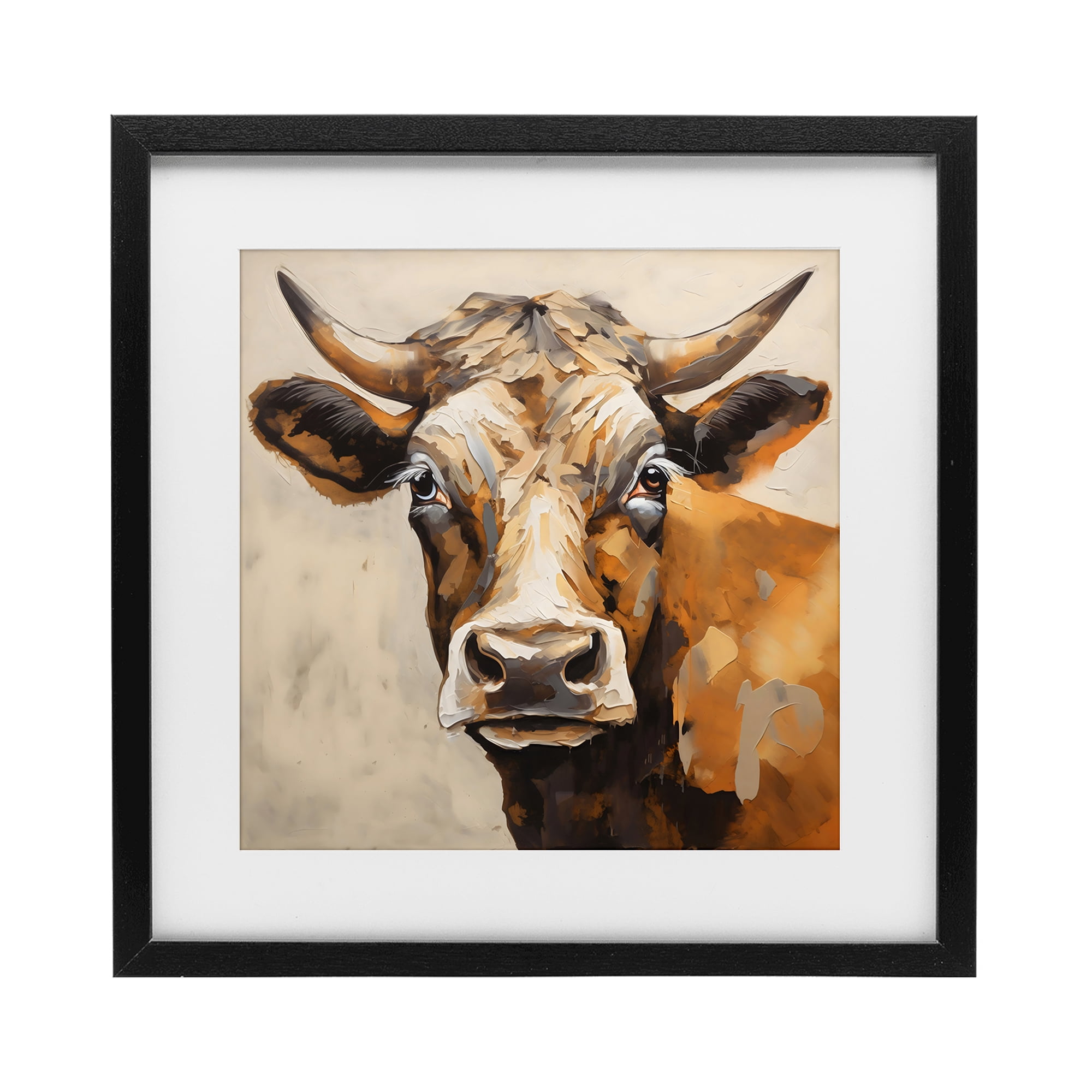 Stupell Industries Beautiful Brown Bovine Black Framed Print Under Glass, design by Creative Studio
