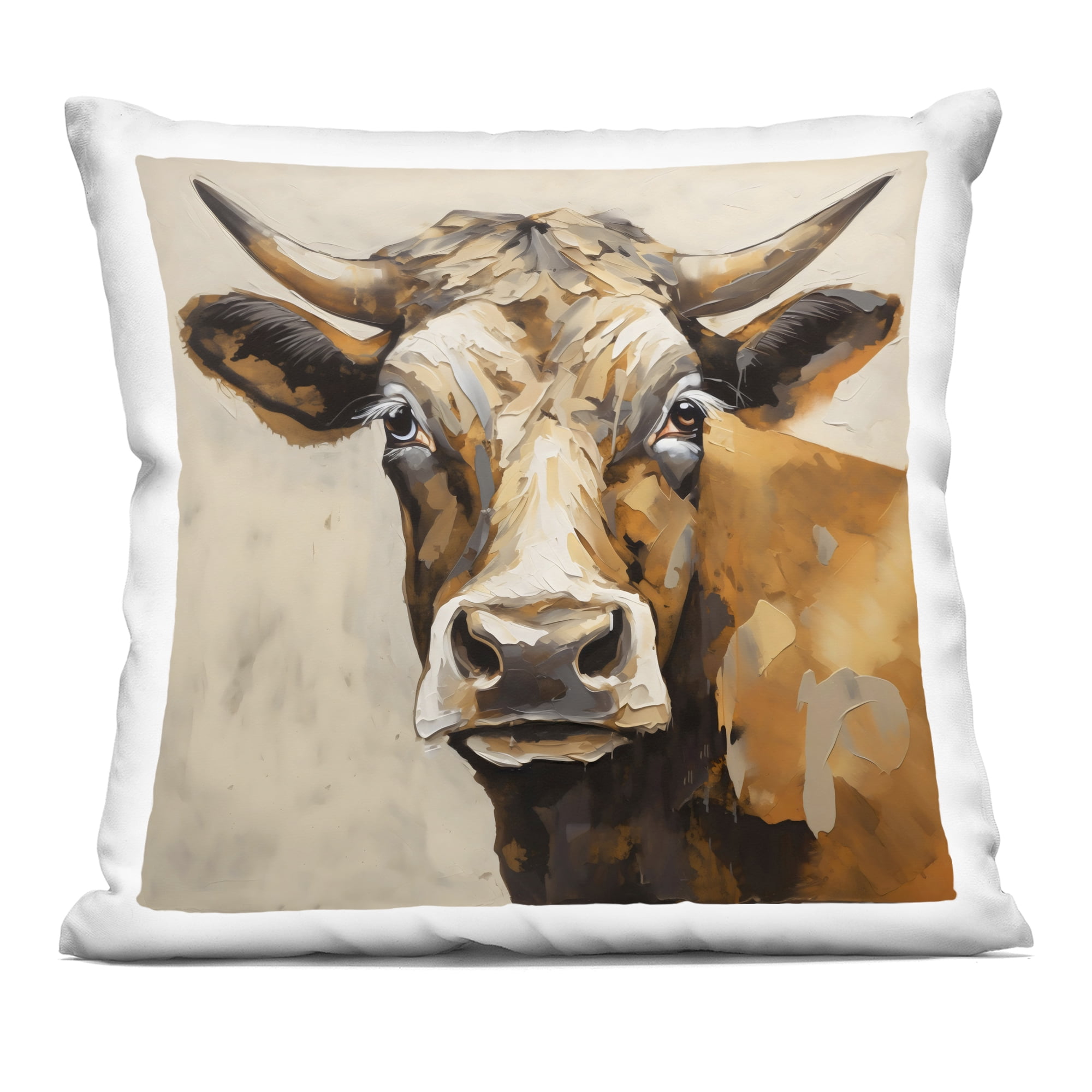 Stupell Industries Beautiful Brown Bovine Decorative Printed Throw Pillow, design by Creative Studio, 18 x 7 x 18