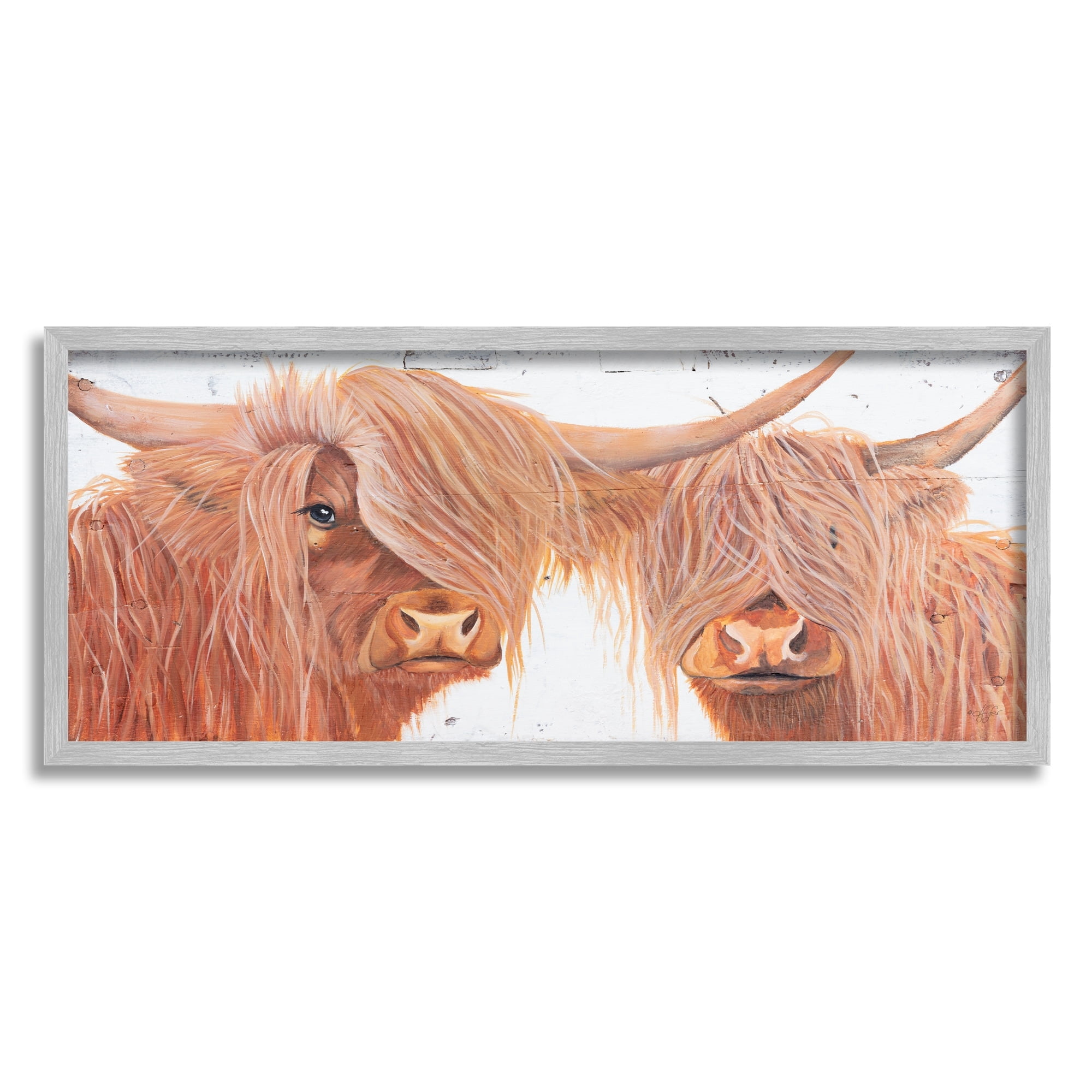 Stupell Industries Beautiful Brown Countryside Highland Cow Cattle Longhorn Portrait , 24 x 10, Design by Diane Fifer