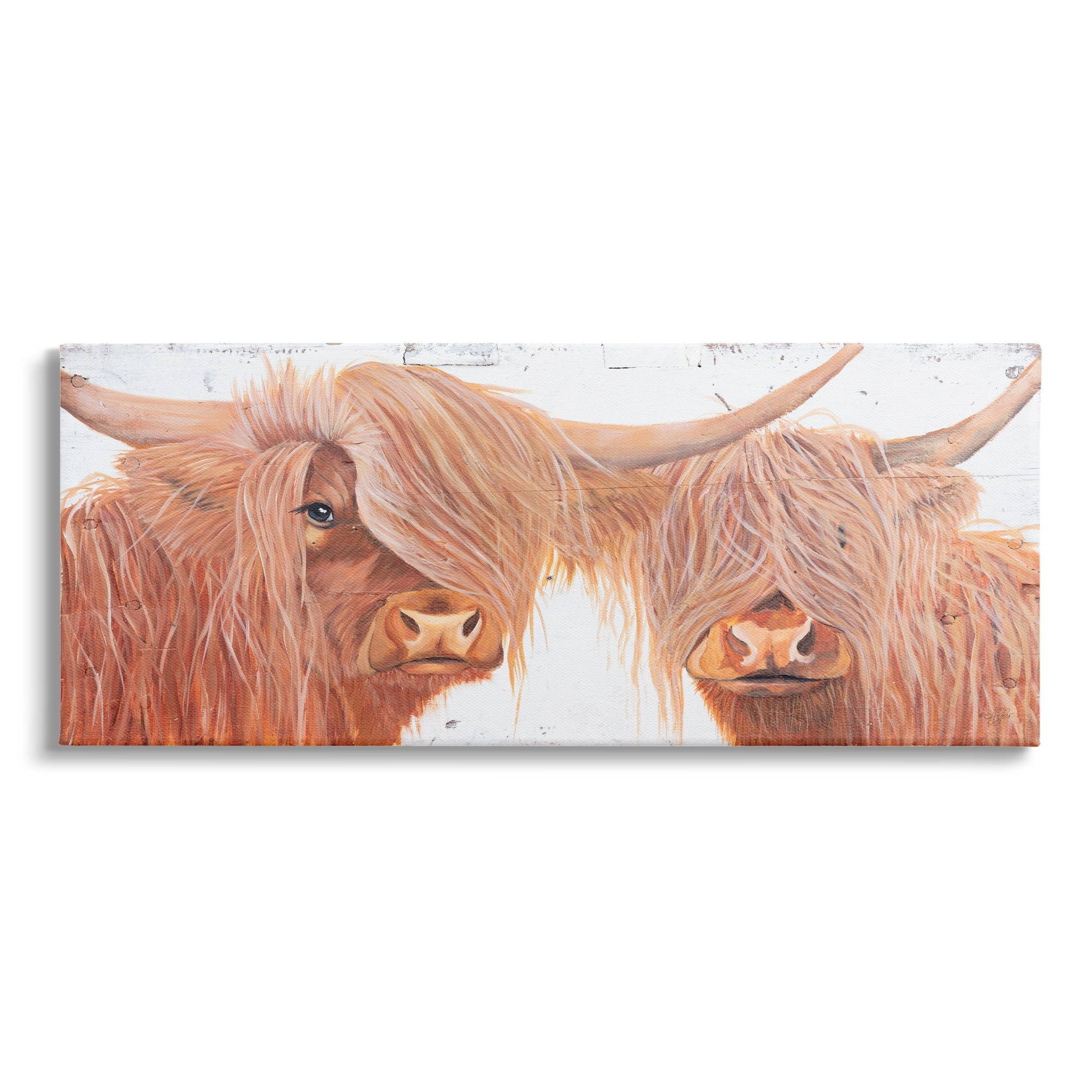 Stupell Industries Beautiful Brown Countryside Highland Cow Cattle Longhorn Portrait , 24 x 10, Design by Diane Fifer
