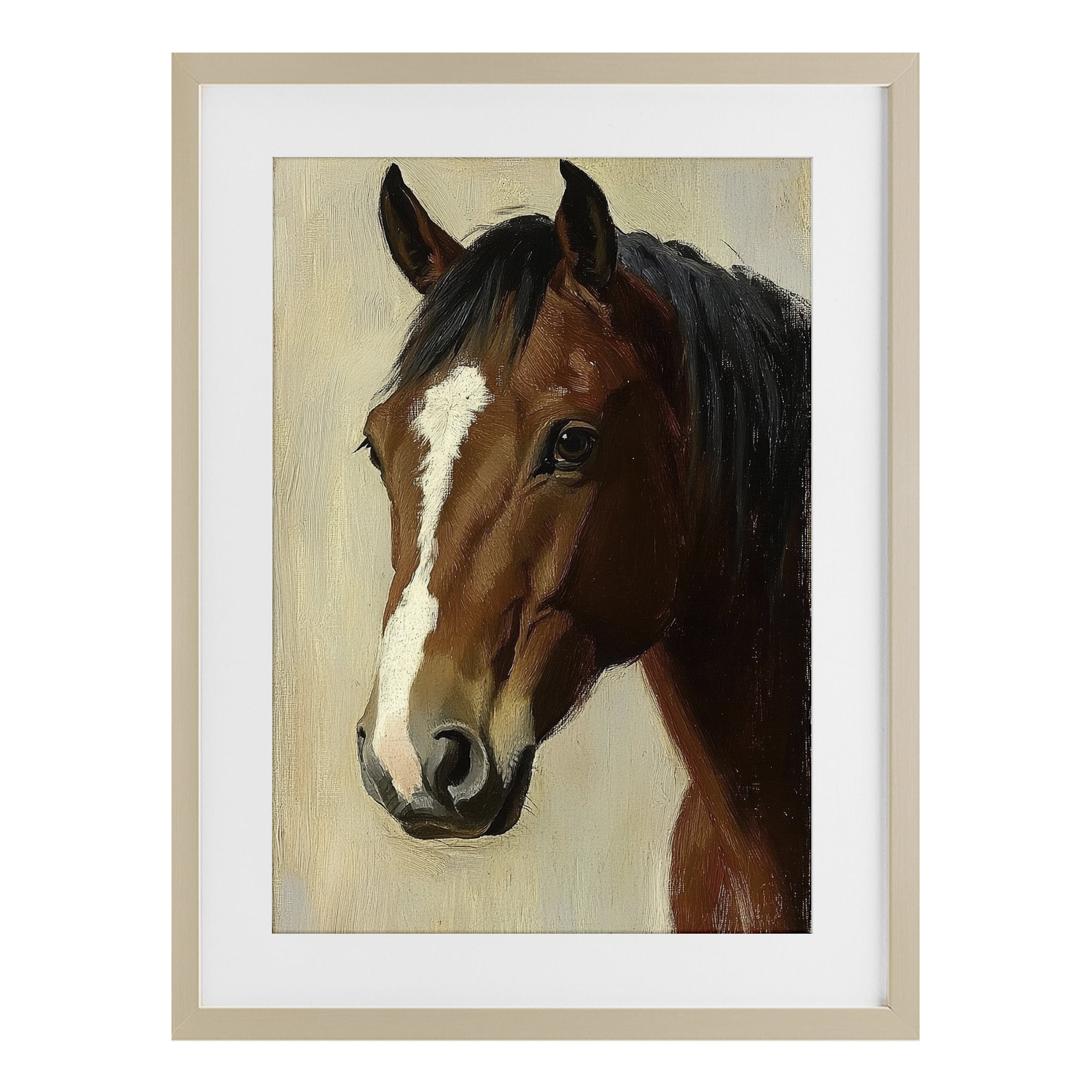 Stupell Industries Beautiful Brown Horse Portrait Birch Framed Print Under Glass, design by Petal Prints Design