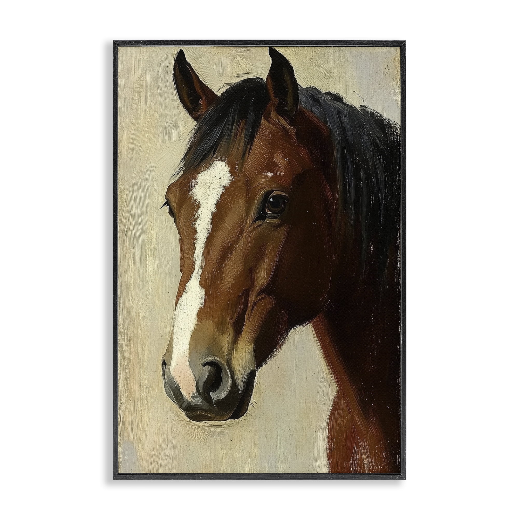 Stupell Industries Beautiful Brown Horse Portrait Black Framed Giclee Art, design by Petal Prints Design