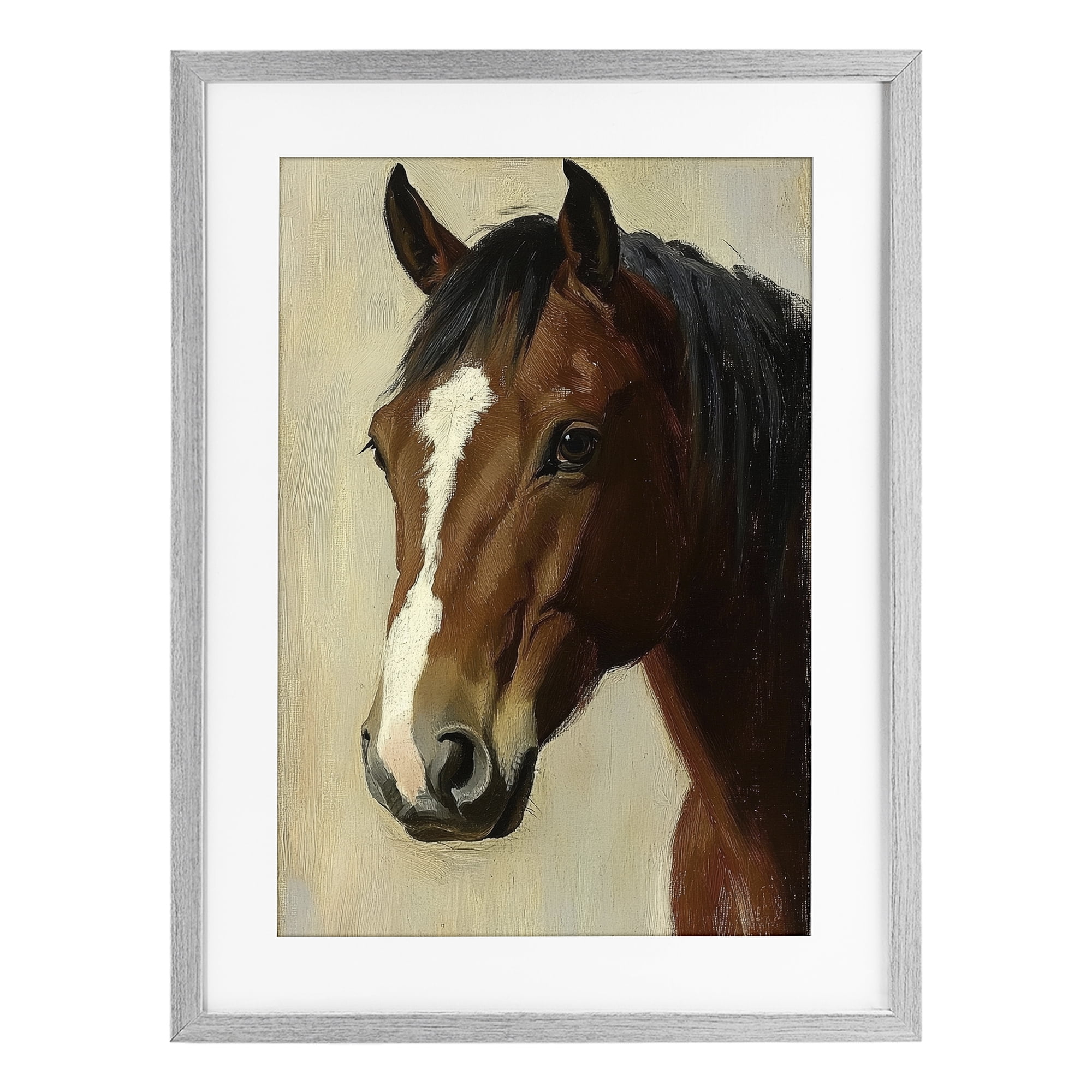 Stupell Industries Beautiful Brown Horse Portrait Gray Framed Print Under Glass, design by Petal Prints Design
