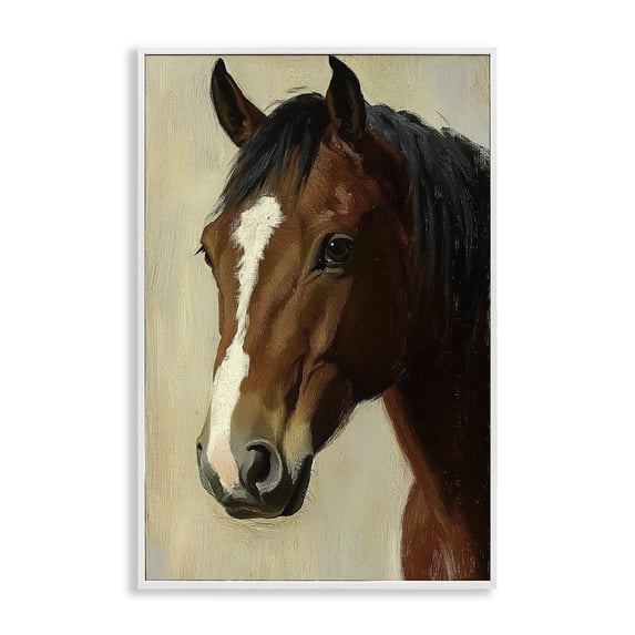 Stupell Industries Rustic Lodge Beautiful Brown Horse Portrait White Framed Giclee Art, 12 x 18, by Petals Prints Design