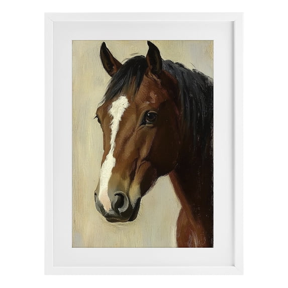 Stupell Industries Rustic Lodge Beautiful Brown Horse Portrait White Framed Print Under Glass, 17 x 23, by Petals Prints Design