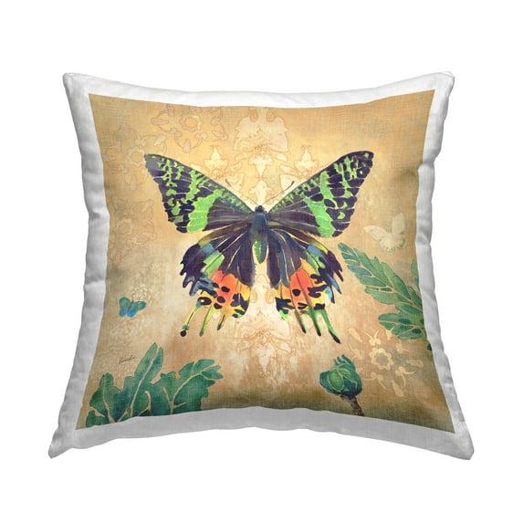 Stupell Industries Beautiful Butterfly Botanical Pattern Printed Throw Pillow Design by Evelia Designs