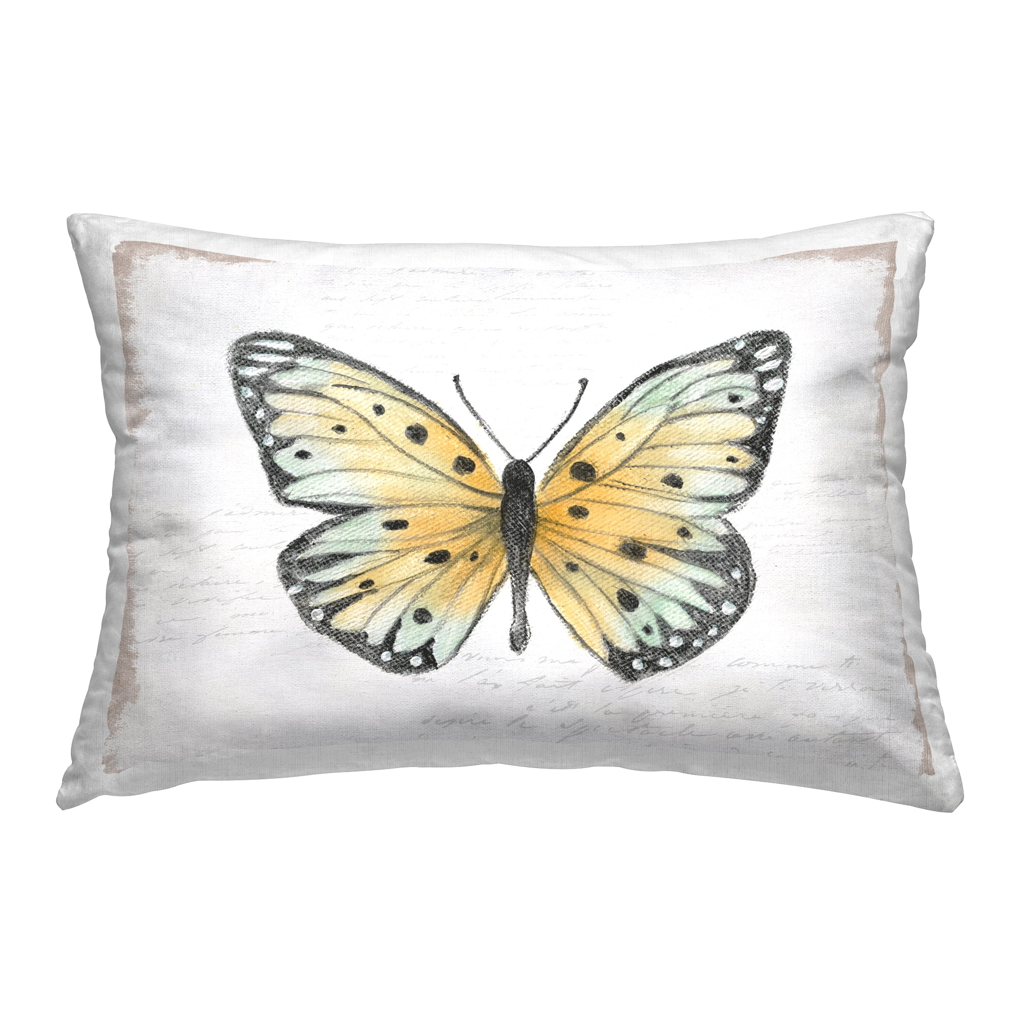 Stupell Industries Beautiful Butterfly on White Decorative Printed Throw Pillow Design by Janet Tava.