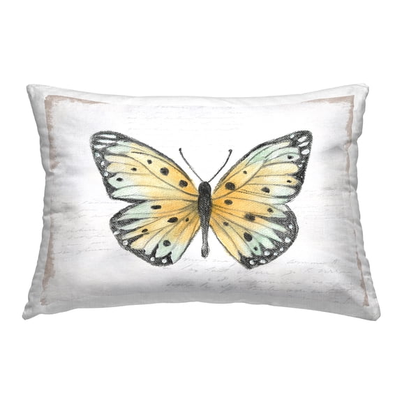 Stupell Industries Beautiful Butterfly on White Decorative Printed Throw Pillow Design by Janet Tava.