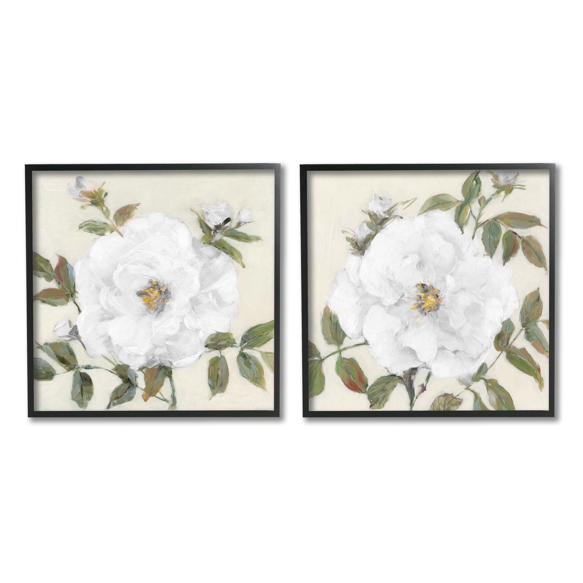 Stupell Industries Beautiful Classic Painted Flower With Green Leaves , 24 x 24, Design by Sally Swatland