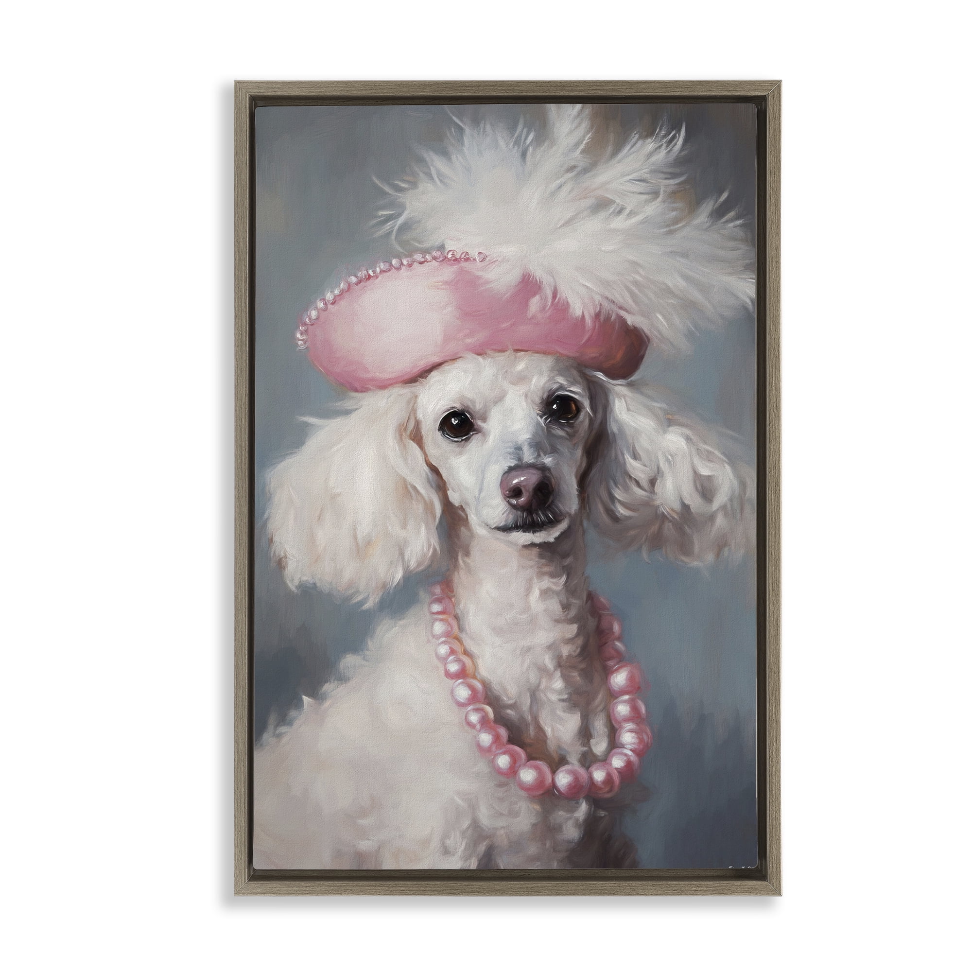 Stupell Industries Beautiful Collette Pup Brown Framed Floater Canvas Wall Art, design by Tina LeCour