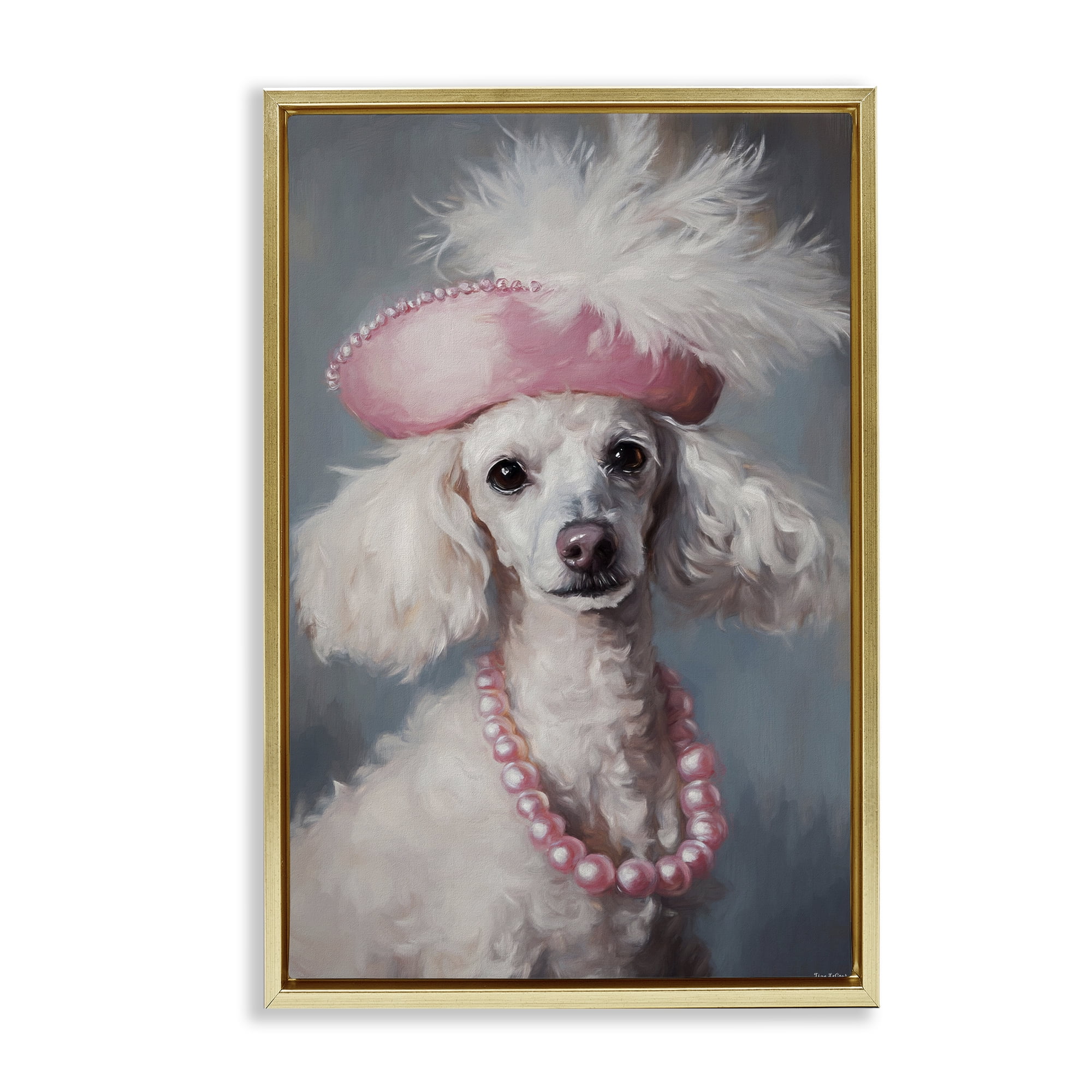 Stupell Industries Beautiful Collette Pup Gold Framed Floater Canvas Wall Art, design by Tina LeCour