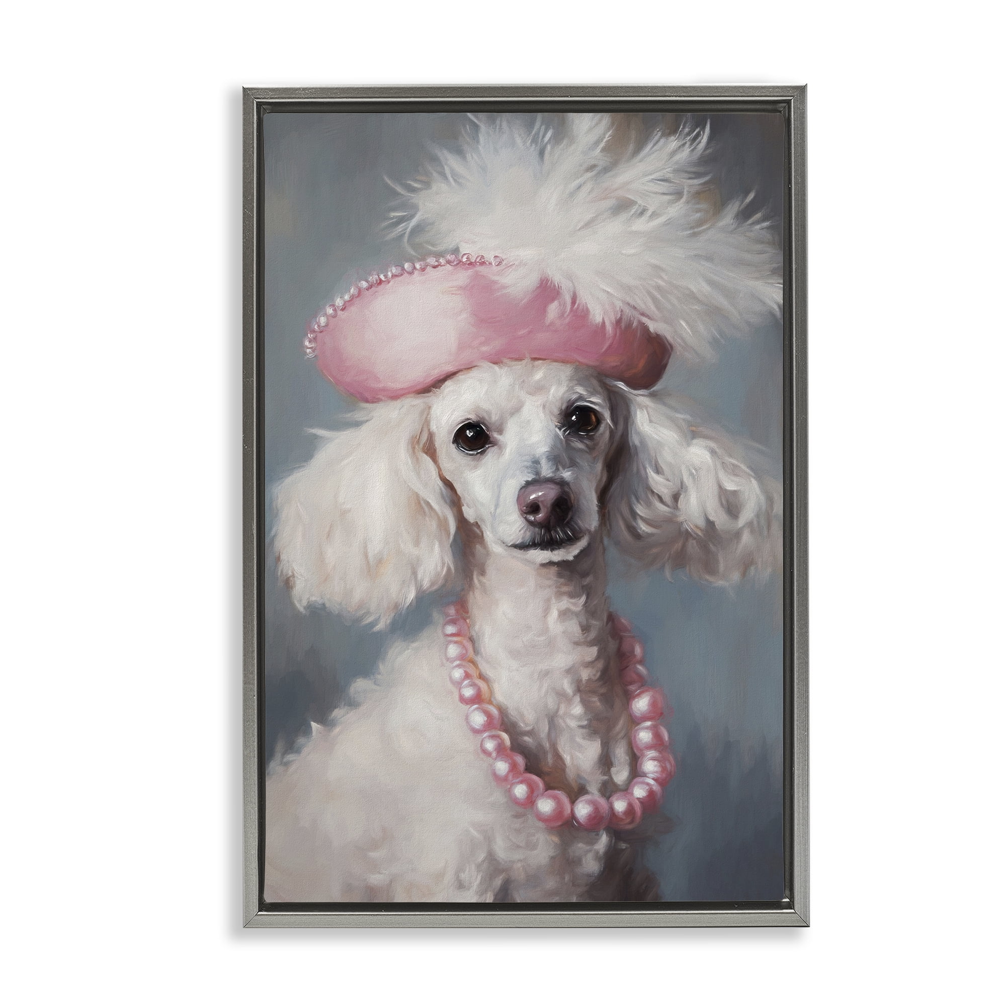 Stupell Industries Beautiful Collette Pup Gray Framed Floater Canvas Wall Art, design by Tina LeCour