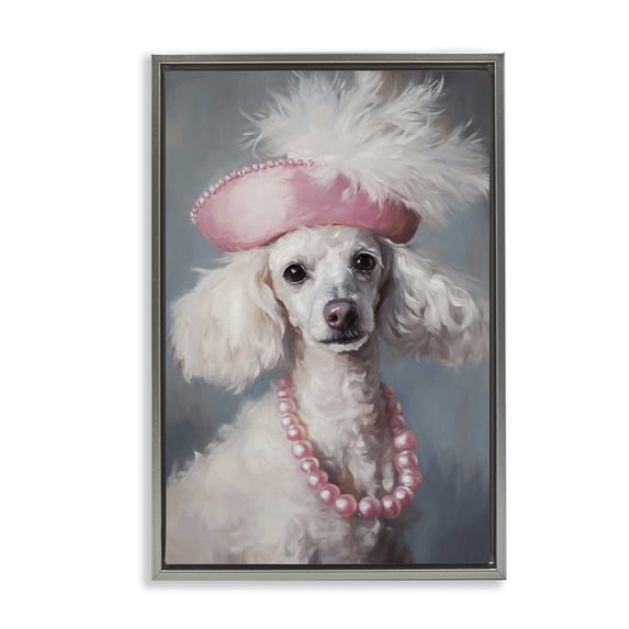 Stupell Industries Cottage Beautiful Collette Pup Gray Floating Frame Canvas Art, 17 x 25, by Tina LeCour