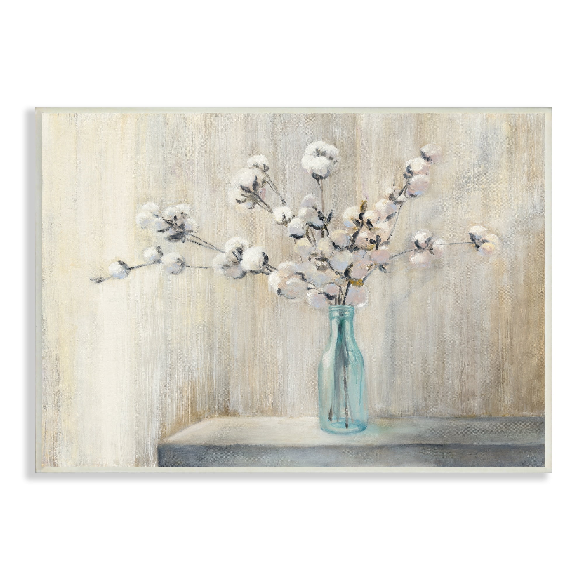 Stupell Industries Beautiful Cotton Flower Grey Brown Painting, 13 x 19,Design by Julia Purinton