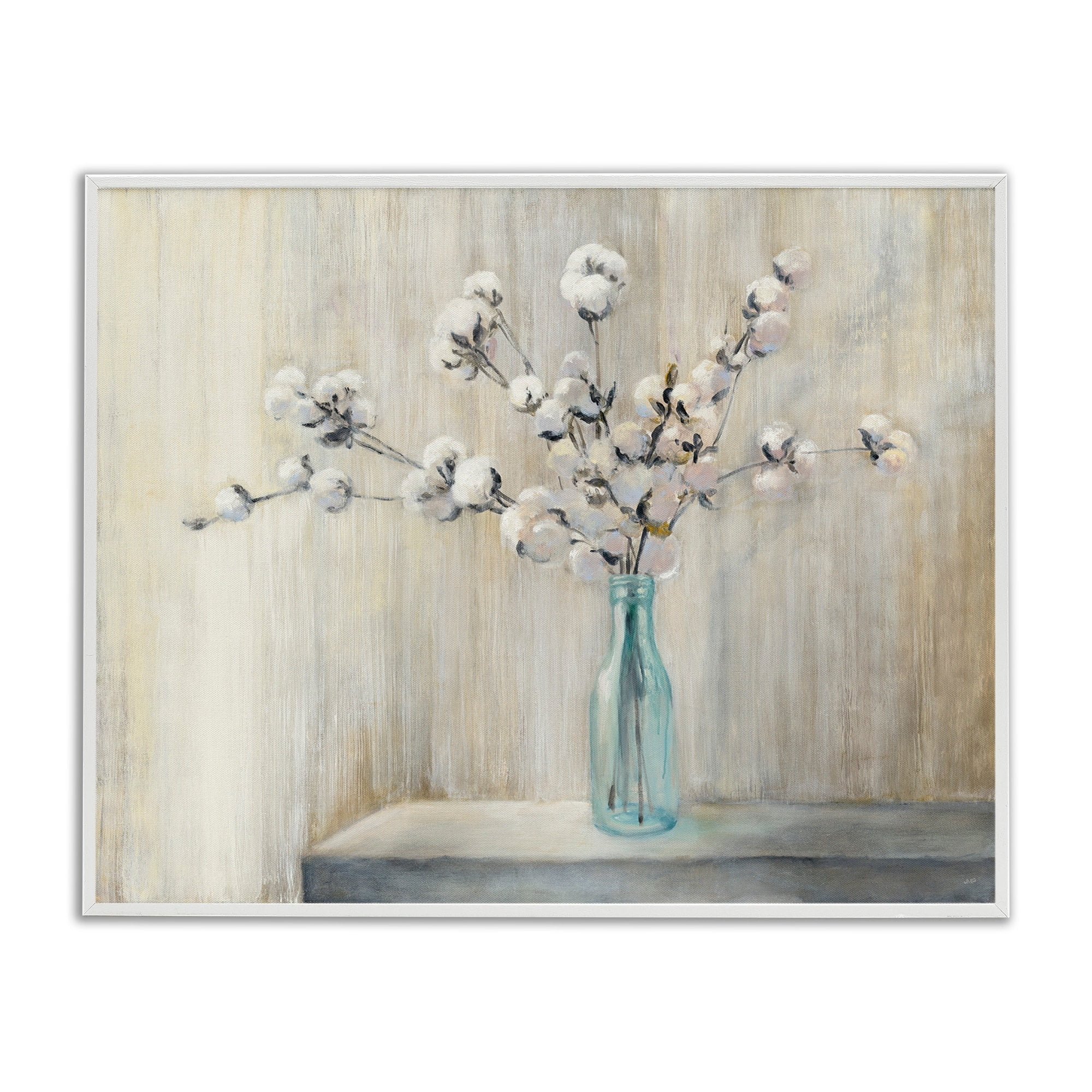 Stupell Industries Beautiful Cotton Flower Grey Brown Painting, 16 x 20,Design by Julia Purinton