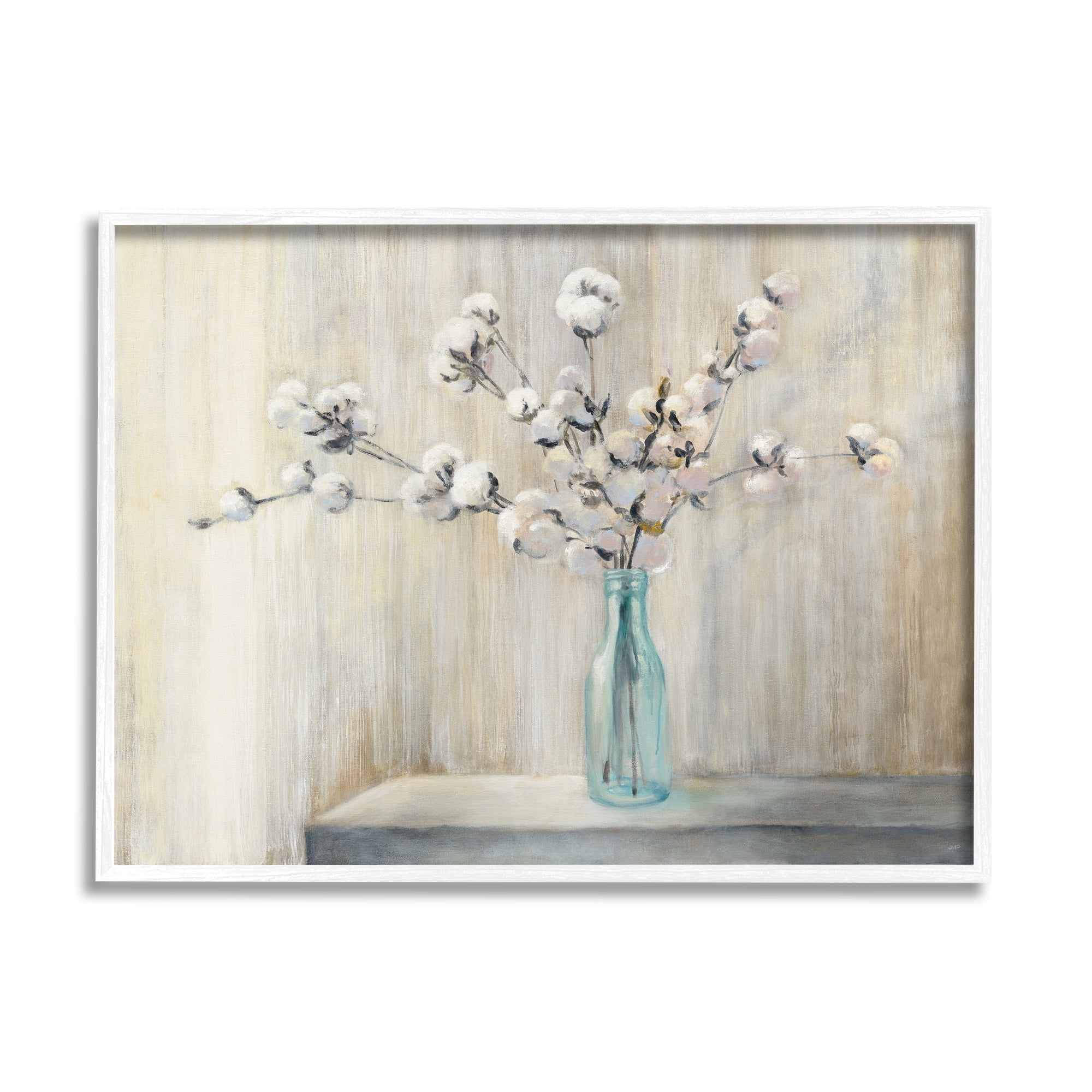 Stupell Industries Beautiful Cotton Flower Grey Brown Painting, 24 x 30,Design by Julia Purinton