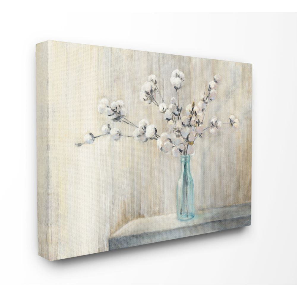 Stupell Industries Beautiful Cotton Flower Grey Brown Painting Canvas Wall Art by Julia Purinton