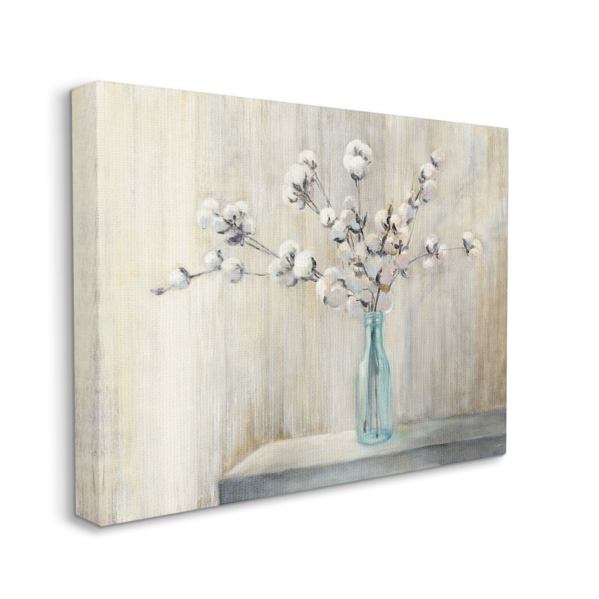 Stupell Industries Beautiful Cotton Flower Grey Brown Painting Super Canvas Wall Art by Julia Purinton