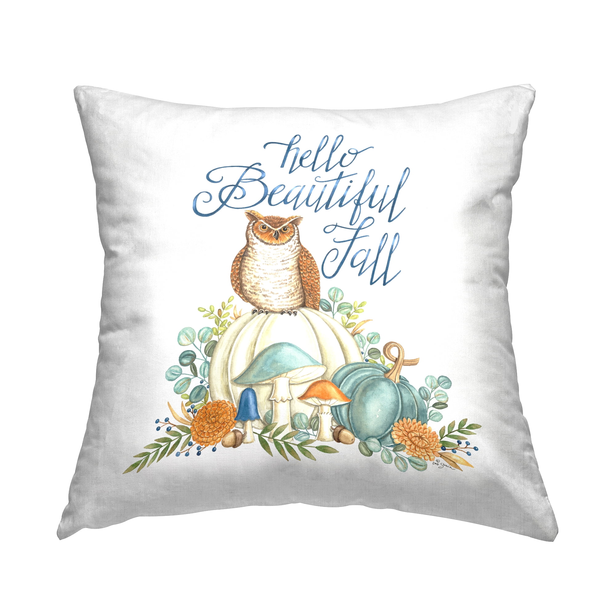 Stupell Industries Beautiful Fall Owl Decorative Printed Throw Pillow, 18 x 18