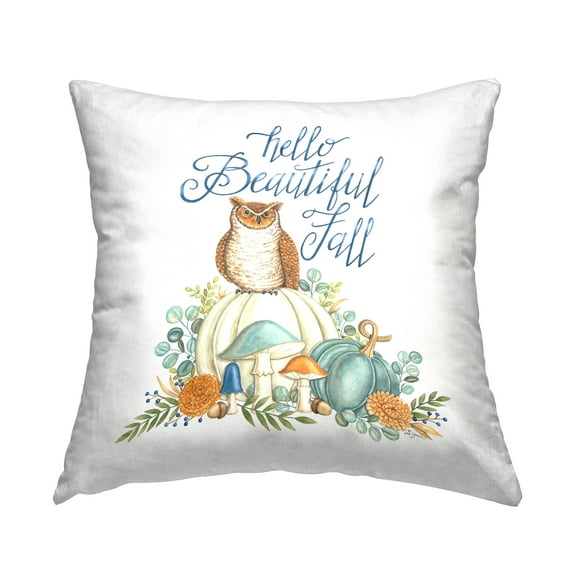 Stupell Industries Beautiful Fall Owl Decorative Printed Throw Pillow, 18 x 18