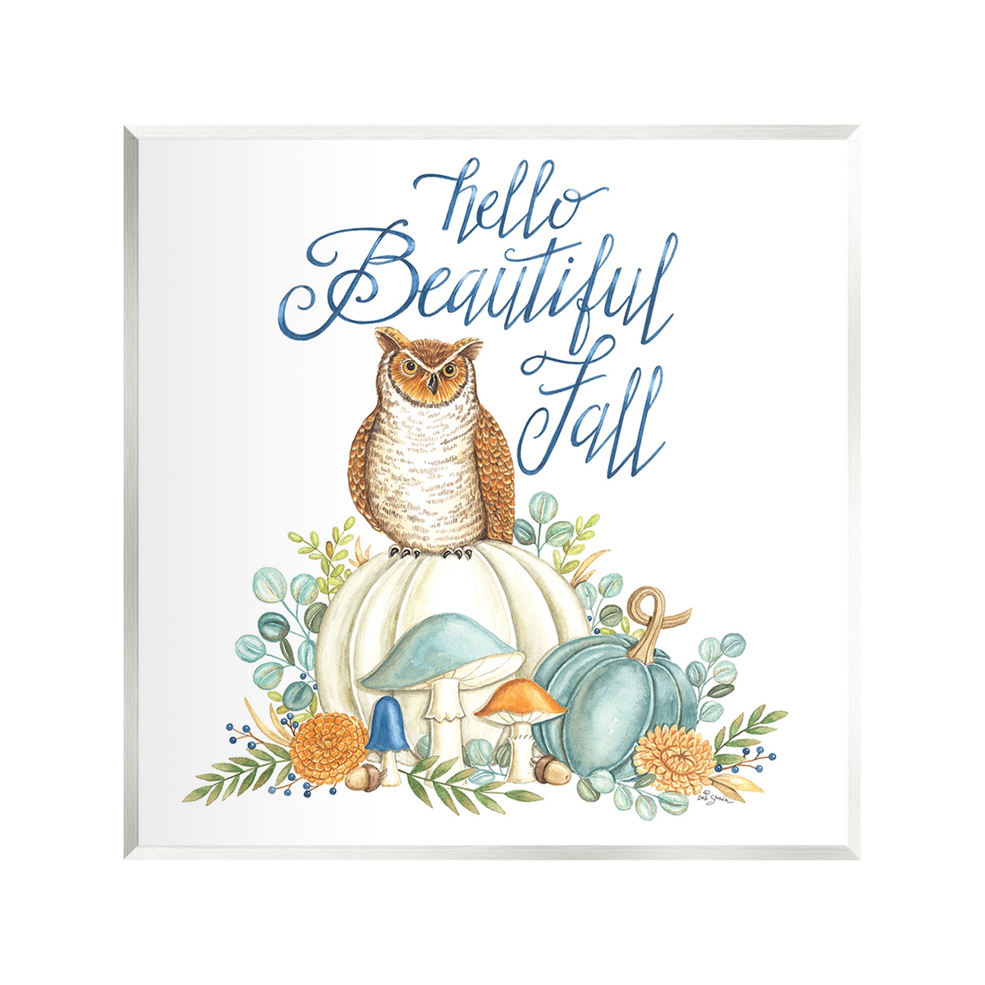 Stupell Industries Beautiful Fall with Owl Holiday Painting Unframed Art Print Wall Art, 12 x 12