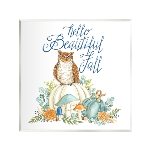 Stupell Industries Beautiful Fall with Owl Holiday Painting Unframed Art Print Wall Art, 12 x 12