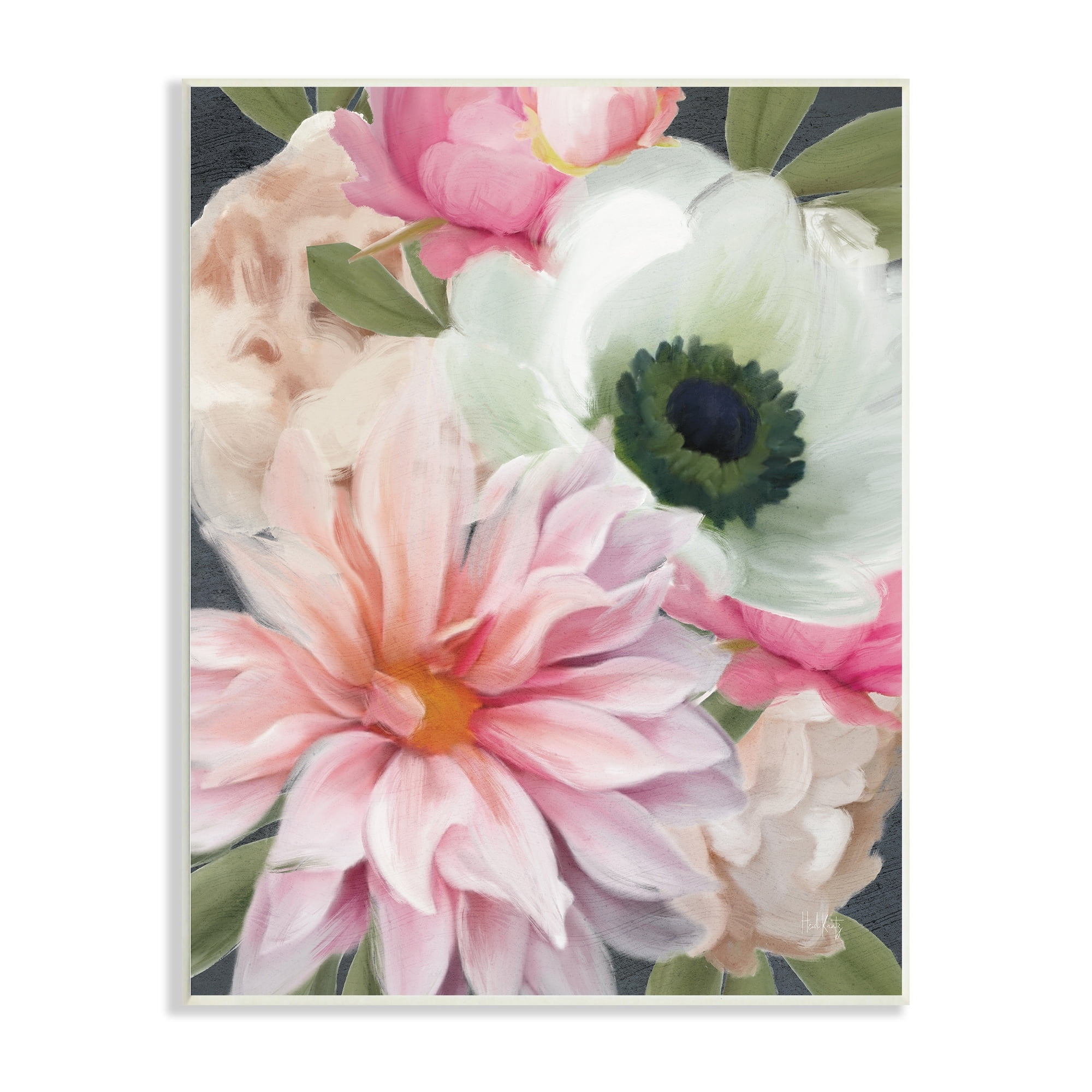 Stupell Industries Beautiful Floral Closeup Peony Dahlia Pink Blossoms Painting , 13 x 19, Design by Heidi Kuntz