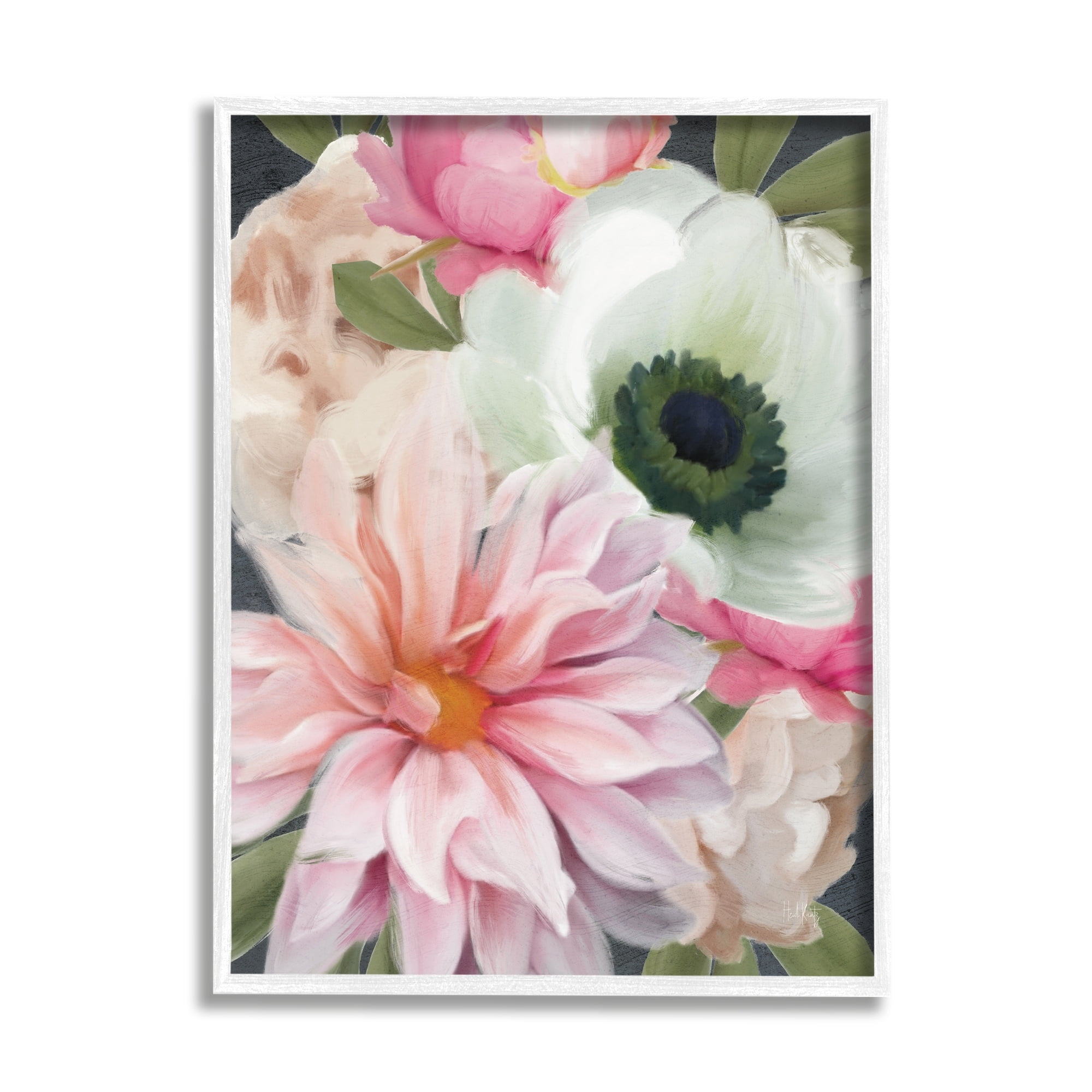 Stupell Industries Beautiful Floral Closeup Peony Dahlia Pink Blossoms Painting , 16 x 20, Design by Heidi Kuntz