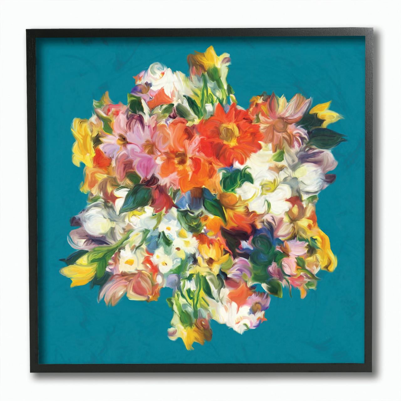 Stupell Industries Beautiful Flower Bouquet On Blue Painting Framed Wall Art by The Saturday Evening Post
