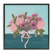 Stupell Industries Beautiful Flowers on Blue Plants & Flowers Painting Black Framed Art Print Wall Art, 12 x 12