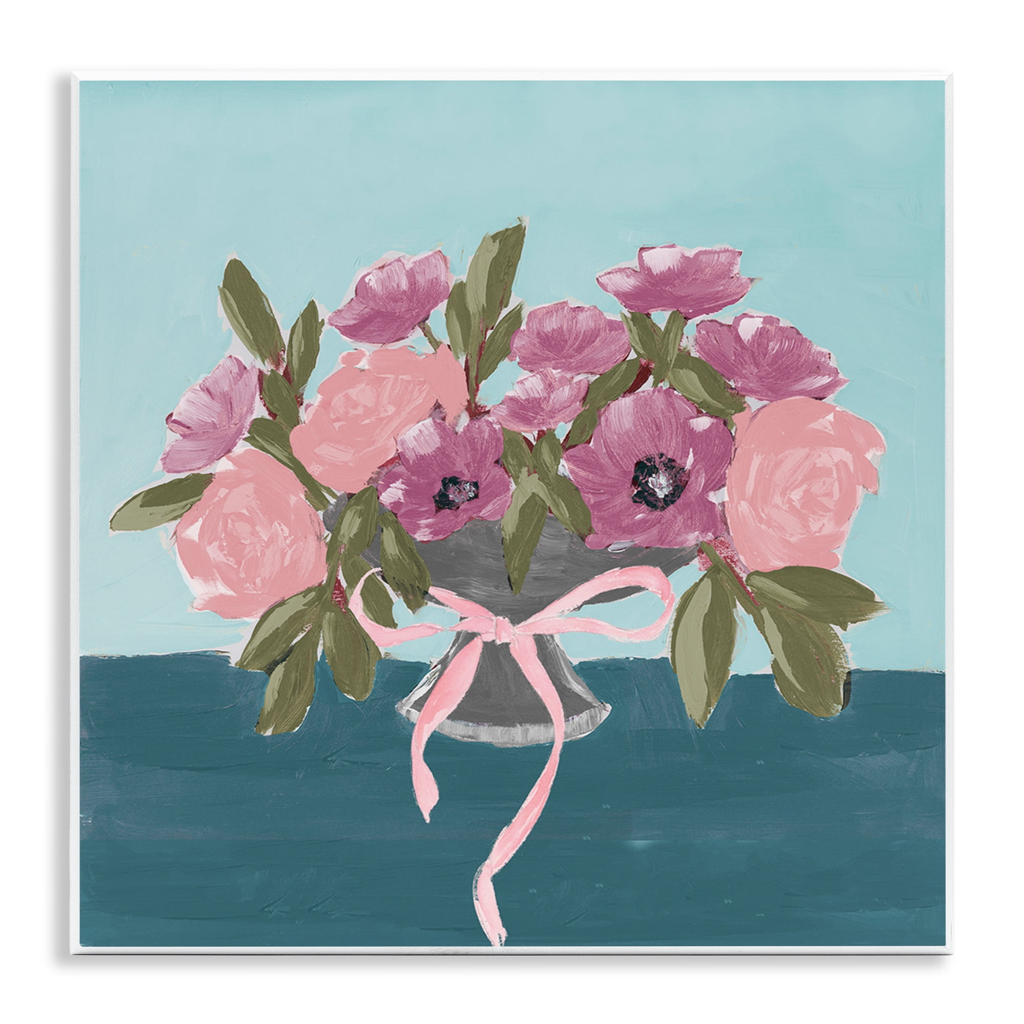 Stupell Industries Beautiful Flowers on Blue Plants & Flowers Painting Unframed Art Print Wall Art, 12 x 12