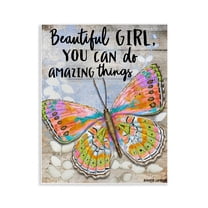Stupell Industries Beautiful Girl & Butterfly Animals Painting Unframed Art Print Wall Art, 11 x 14