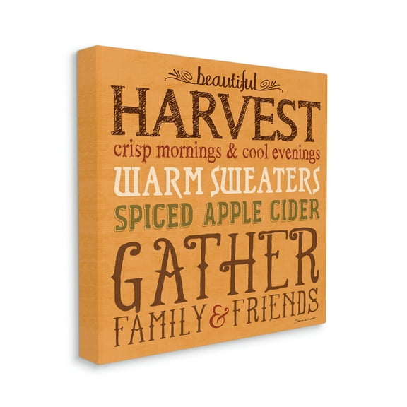 Stupell Industries Beautiful Harvest Fall Autumn Seasonal Word Design Canvas Wall Art by Stephanie Workman Marrott