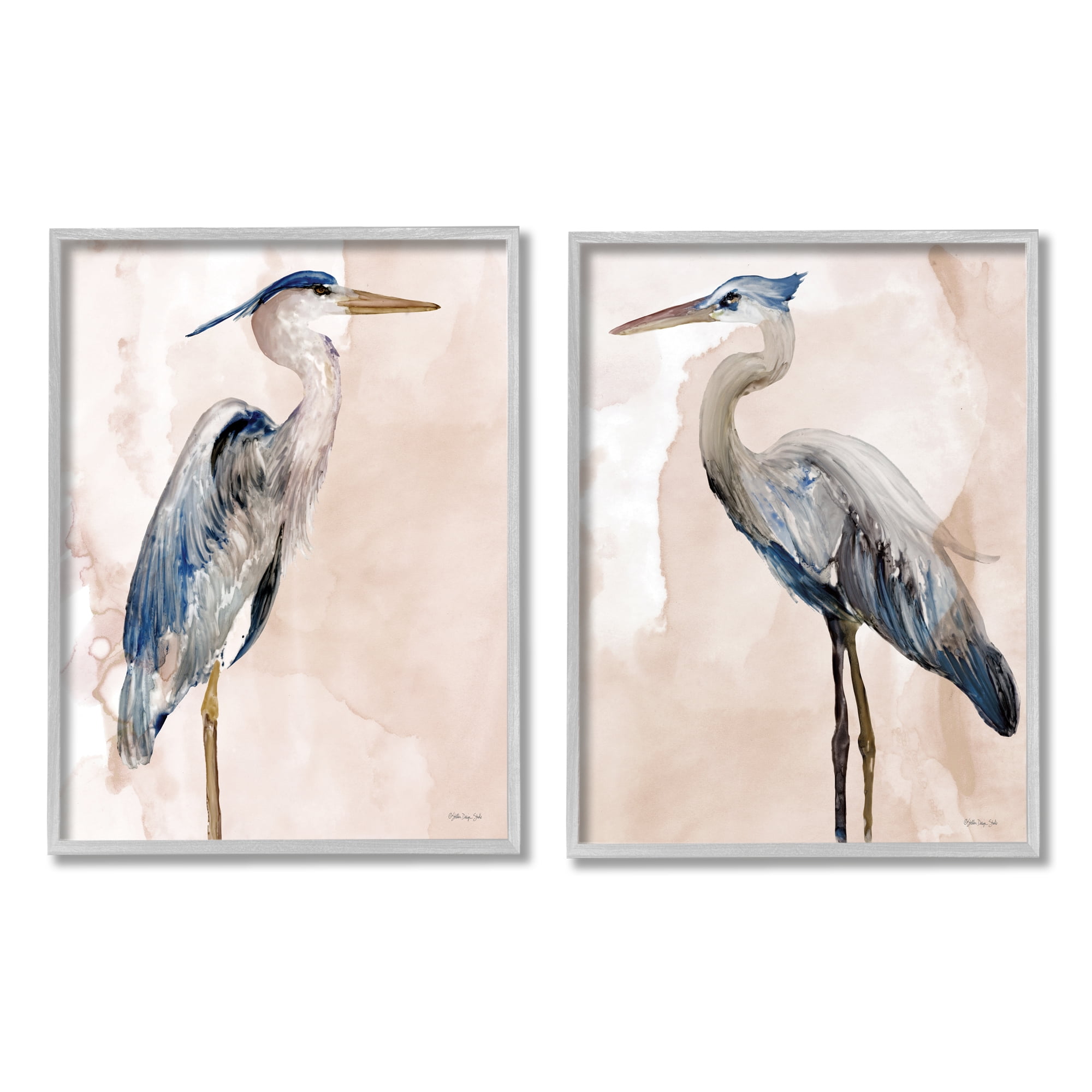 Stupell Industries Beautiful Heron Birds Standing Watercolor Painting , 11 x 14, Design by Stellar Design Studio