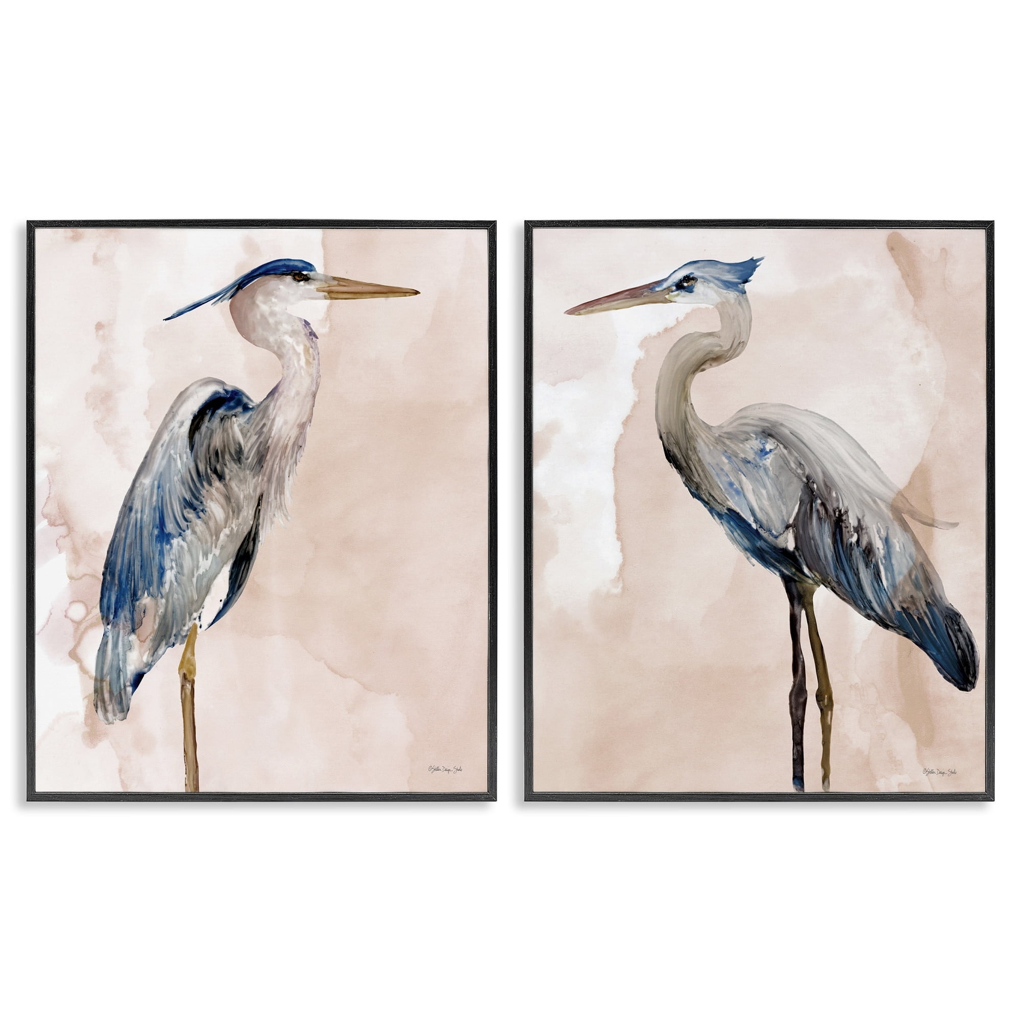 Stupell Industries Beautiful Heron Birds Standing Watercolor Painting , 11 x 14, Design by Stellar Design Studio