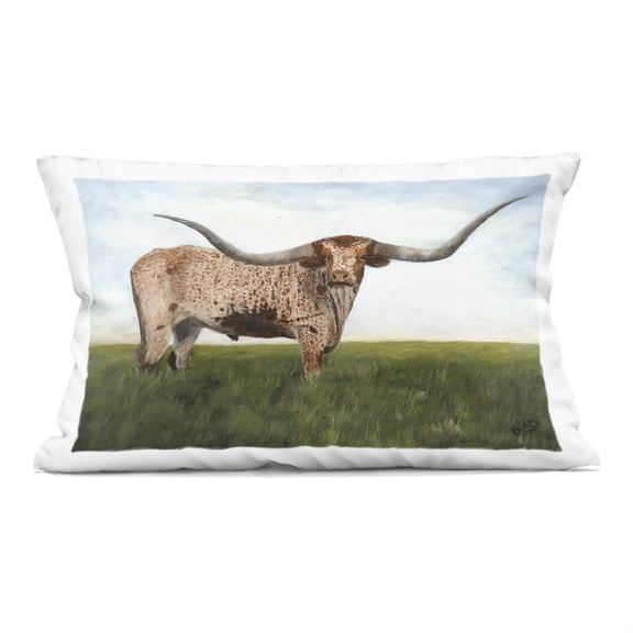 Stupell Industries Beautiful Horns Cattle Decorative Printed Throw Pillow, design by Kathy Winkler