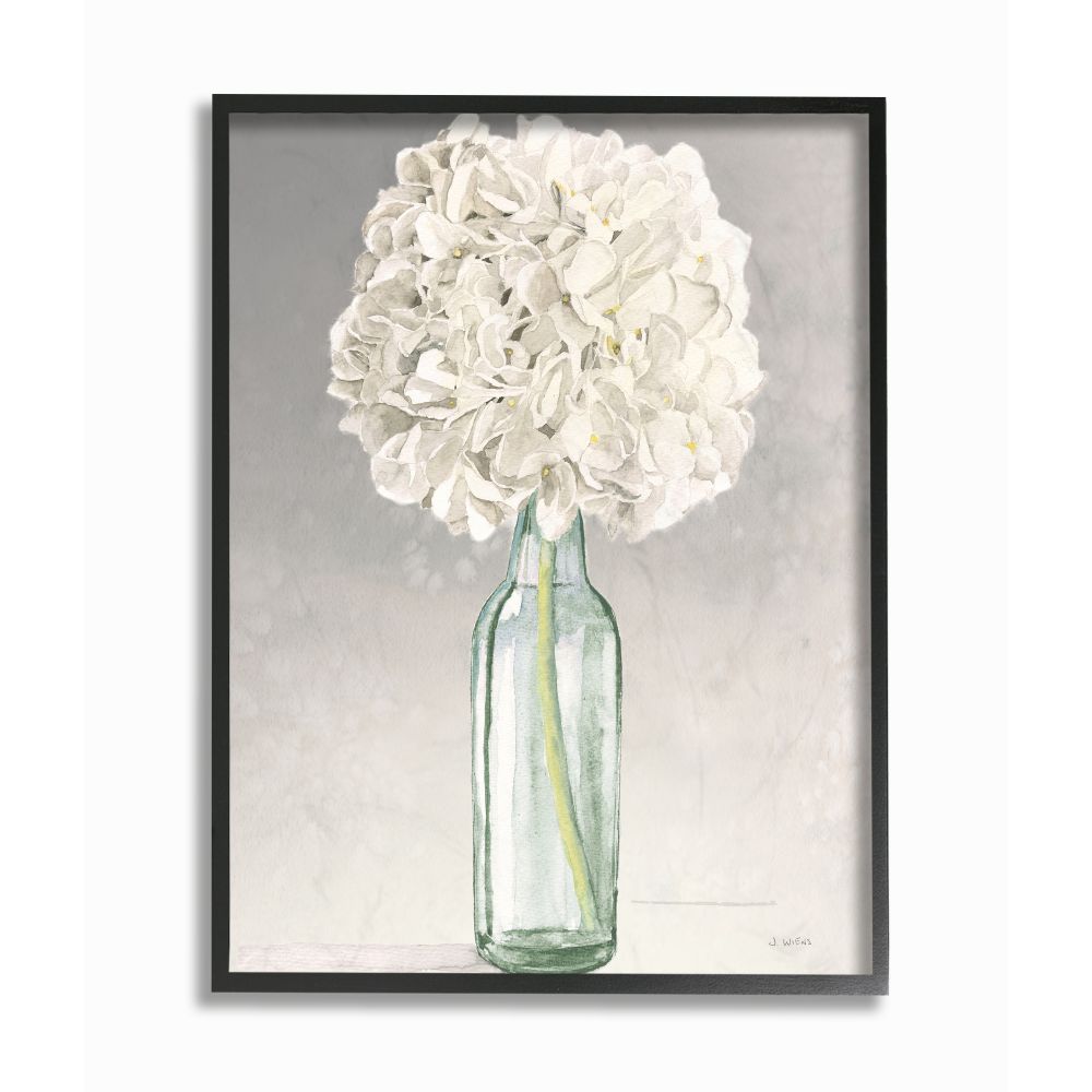 Stupell Industries Beautiful Jar Flowers Grey Green Painting Framed Giclee Texturized Art by James Wiens