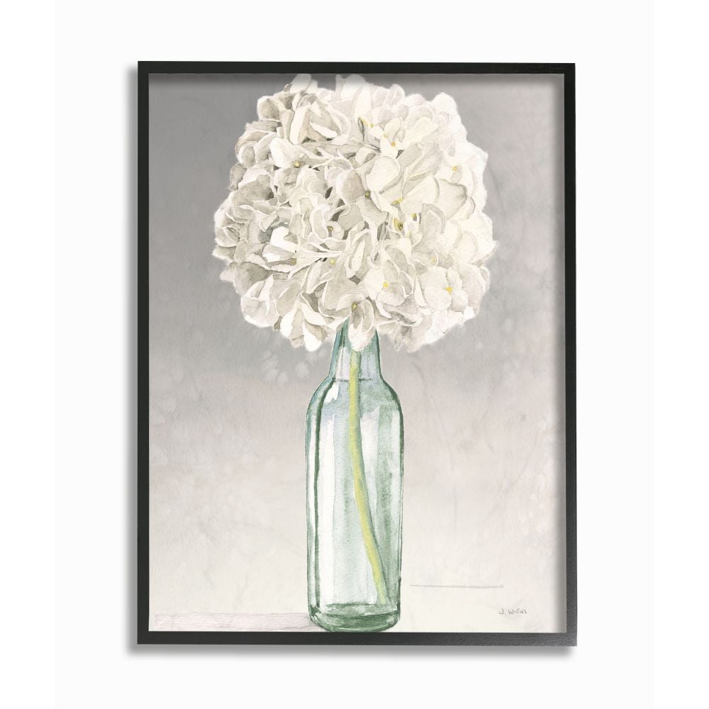 Stupell Industries Beautiful Jar Flowers Grey Green Painting Framed Giclee Texturized Art by James Wiens