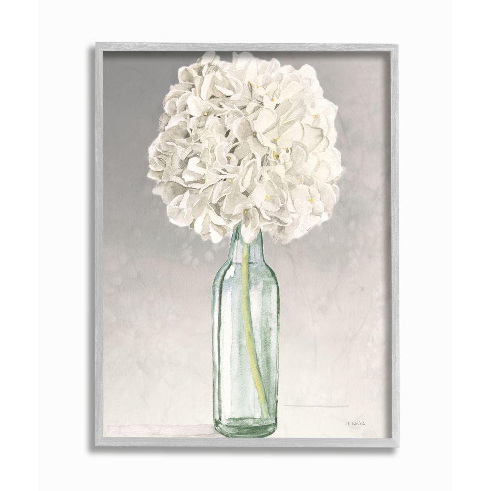 Stupell Industries Beautiful Jar Flowers Grey Green Painting Gray Farmhouse Rustic Framed Giclee Texturized Art by James Wiens