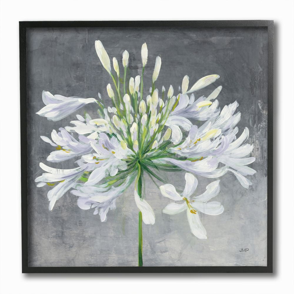 Stupell Industries Beautiful Large Flower Green Purple Textured Painting Framed Giclee Texturized Art by Julia Purinton