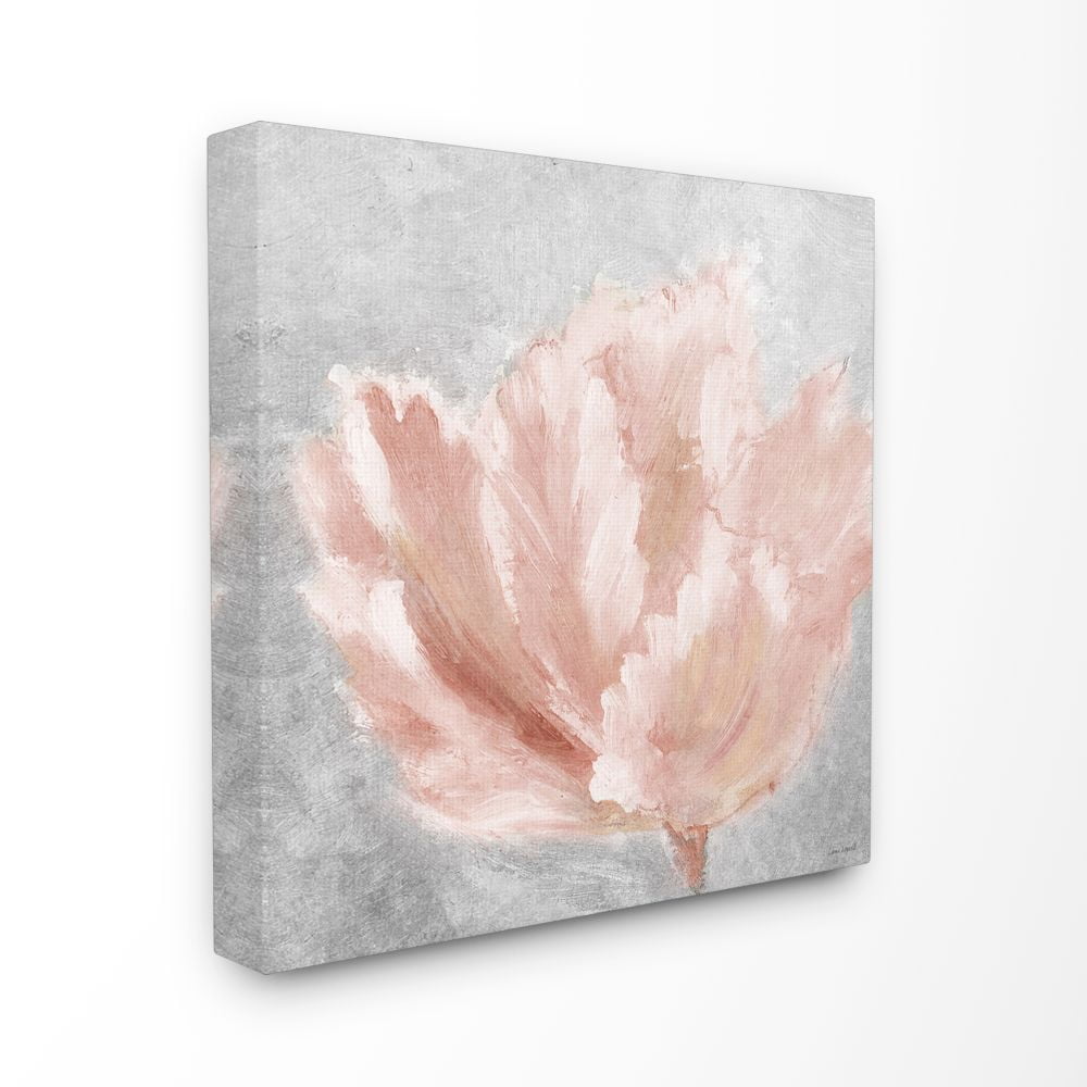 Large Pink and Gray Flower Abstract Canvas Wall Art