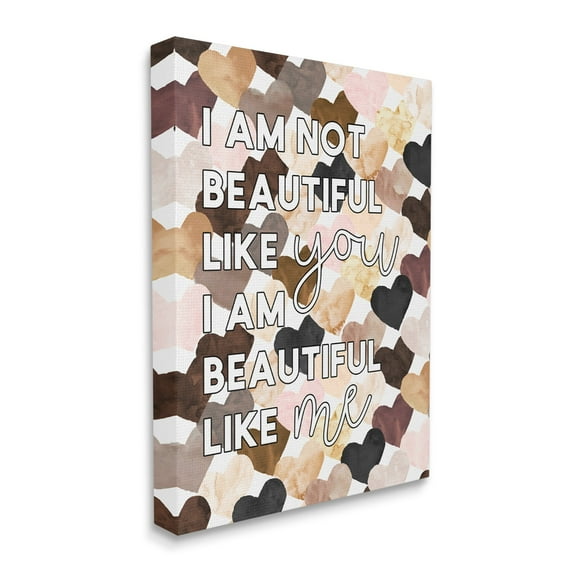 Stupell Industries Beautiful Like Me Phrase Inspirational Heart Pattern Typography Painting Gallery Wrapped Canvas Art Print Wall Art, 24 x 30