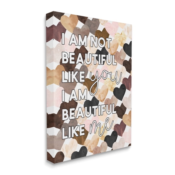 Stupell Industries Beautiful Like Me Phrase Inspirational Heart Pattern Typography Painting Gallery Wrapped Canvas Art Print Wall Art, 36 x 48