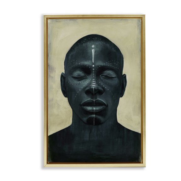 Stupell Industries Beautiful Male Portrait Portrait Painting Gold Floater Framed Canvas Art Print Wall Art, 17 x 25