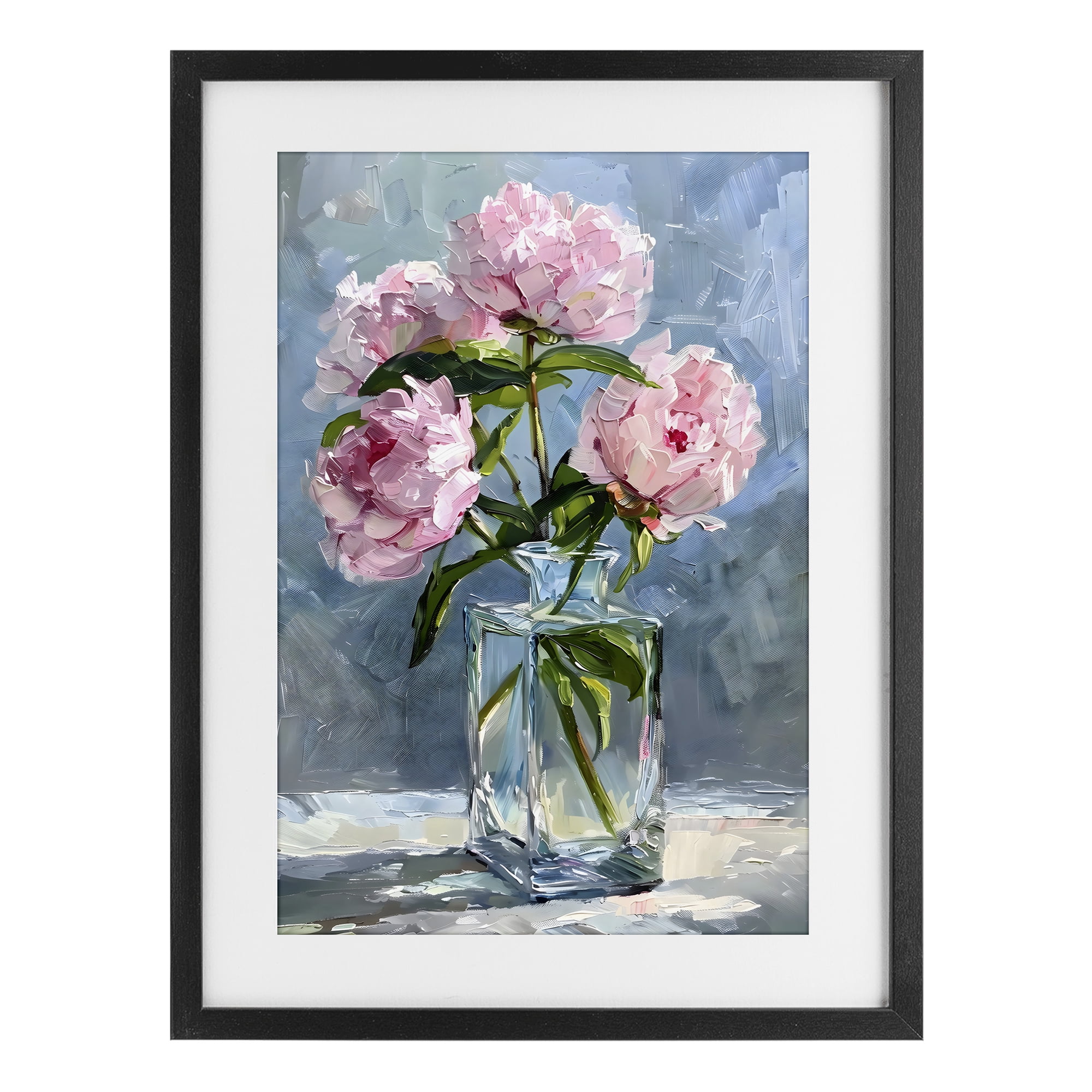 Stupell Industries Beautiful Pink Pastel Peonies Black Framed Print Under Glass, design by Creative Studio