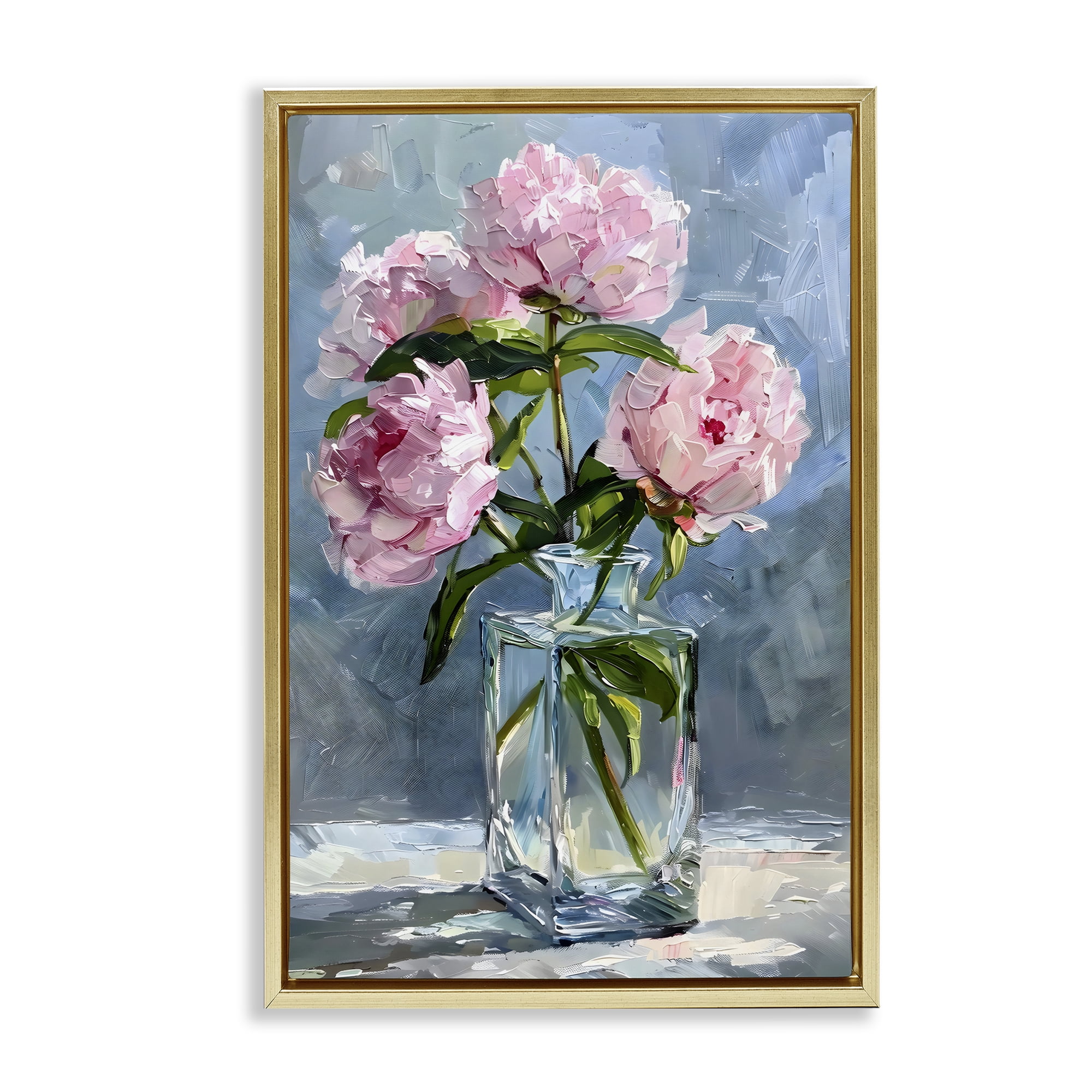 Stupell Industries Beautiful Pink Pastel Peonies Gold Framed Floater Canvas Wall Art, design by Creative Studio