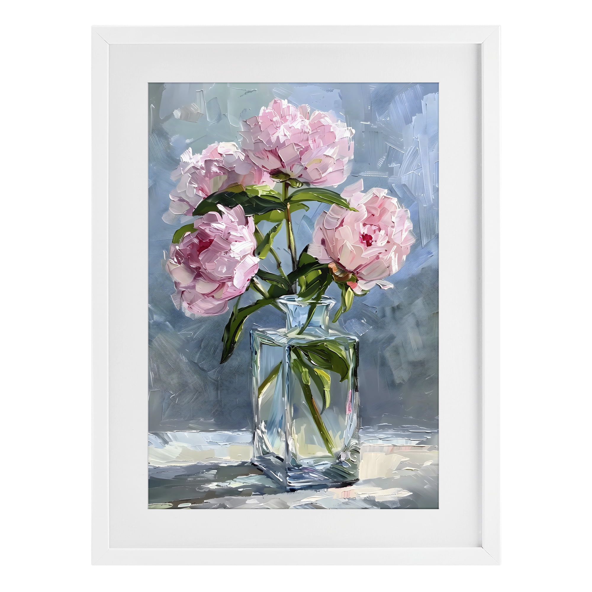Stupell Industries Beautiful Pink Pastel Peonies White Framed Print Under Glass, design by Creative Studio