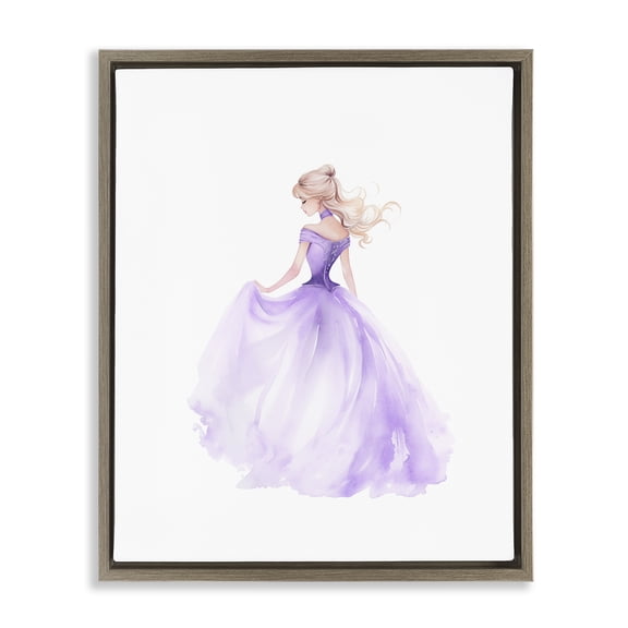 Stupell Industries Beautiful Princess Ballgown Brown Framed Floater Canvas Wall Art, design by Christine Simpson Art